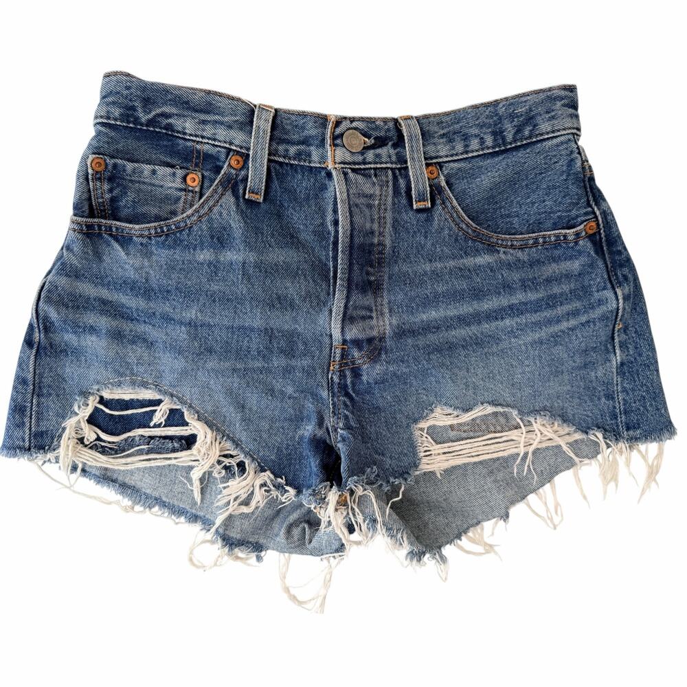Levi's 501 Distressed Denim Shorts Womens 28
